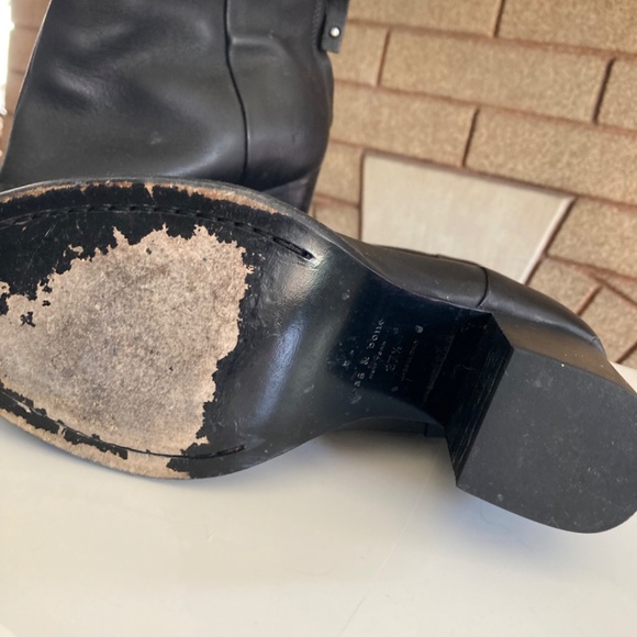 rag & bone Black Leather Heeled Boots Made in Italy Women’s Size 37.5 - Picture 7 of 10